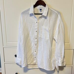White Old Navy Button-Up Blouse Large